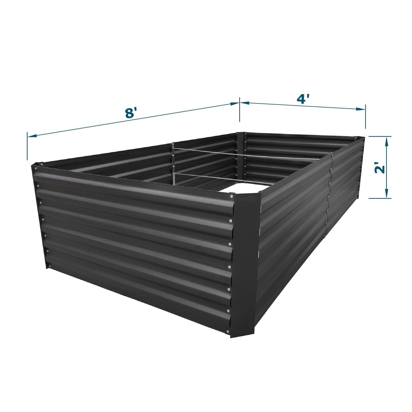 8x4x2FT Metal Raised Garden Bed Kit, Galvanized Outdoor Garden Bed Planter Box for Vegetables, Flowers, Herbs, Succulents and More, Black