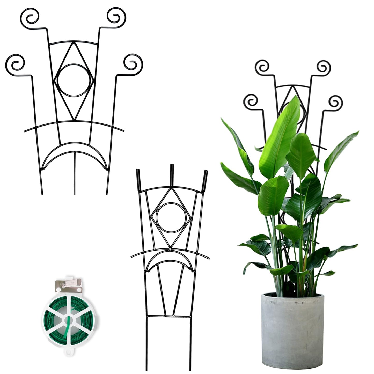 Yhtpouqe Indoor Plant Trellis for Climbing Plants 2 Pack Small Garden Metal Support for Potted Plants Flowers Houseplants for Outdoor