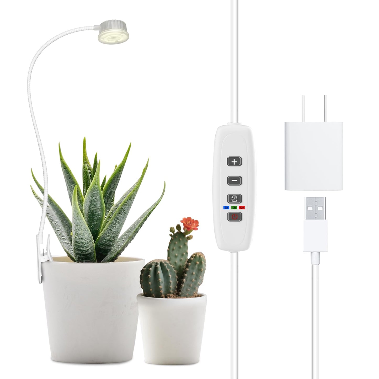 YKoliron Grow Lights for Indoor Plants, Clip on Full Spectrum Plant Light, Plant Grow Lights Indoor with Adjustable Gooseneck and 10-Level Dimming, 3/9/12H Timer for Office Home (1 Pack)