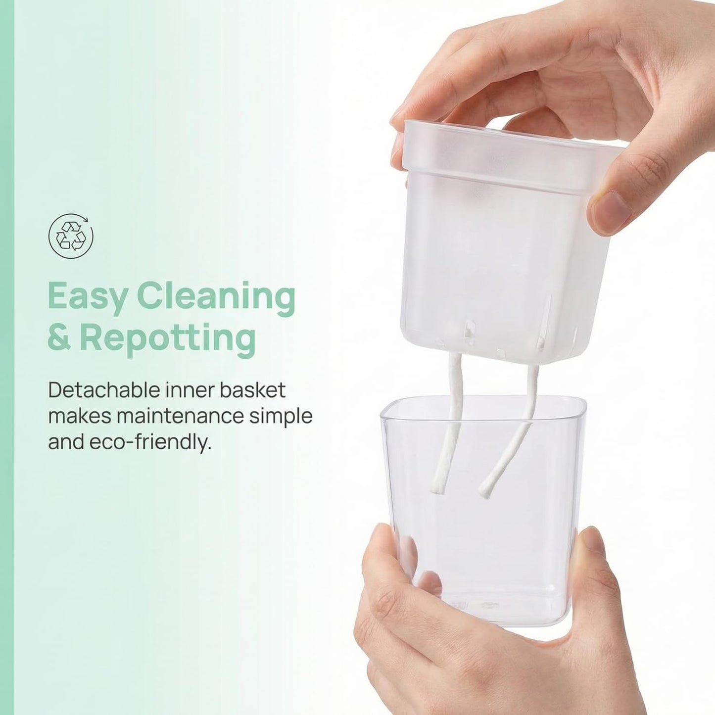 5 Pack 2" Mini Self Watering Pots for Indoor Plants, Small Self Watering Nursery Pots with Drainage Holes, Clear Plastic Plant Pots for Succulents, Cuttings, Herbs (Incl. 50x50cm Gardening Mat)