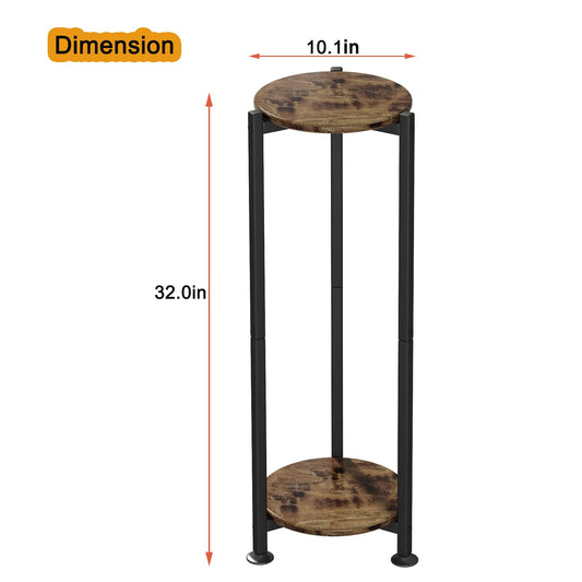 YIZAIJIA Plant Stand Indoor Corner Tall 2 Tier Metal Modern Flower Storage Plant Shelf Holder for Living Room Balcony Garden,Black (2 Tier-Black Round)
