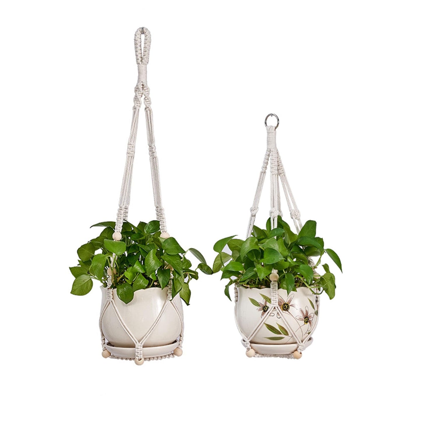 2 Pack Plant Hanger - 29.5" & 23.5" Hanging Planters, Handmade Cotton Rope Plant Holder Fits 3.9"-11.8" Flower Pots Indoor & Outdoor Boho Home Decor (POTS NOT Included)