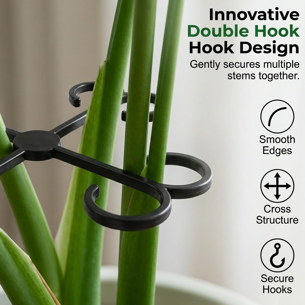 Monstera Plant Support, 2026 New Plant Stem Support for Climbing Plants, Plant Supports for Indoor Plants, Durable Garden Accessory for Home Growers (Black, 5.31in + 4.53in + 3.03in + 2.28in)
