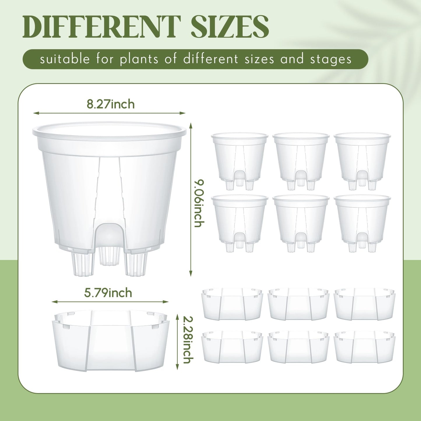 Wonderjune Self Watering Pots for Indoor Plants with Deep Reservoir and High Drainage Holes for Outdoor Plants and Flowers, Bare Root Planter(8.27'',Clear,6 Pcs)