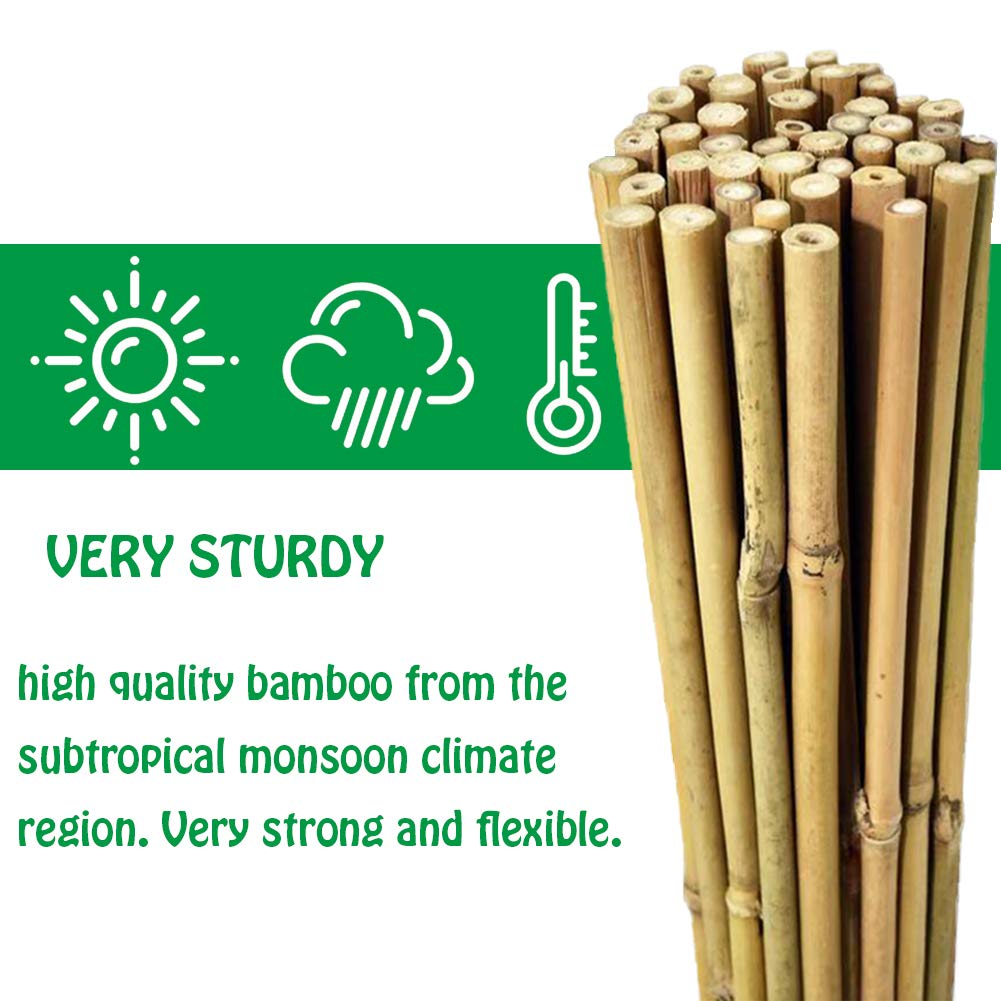 Mininfa Natural Bamboo Stakes 4 Feet, Eco-Friendly Garden Stakes, Plant Stakes Supports Climbing for Tomatoes, Trees, Beans, 25 Pack