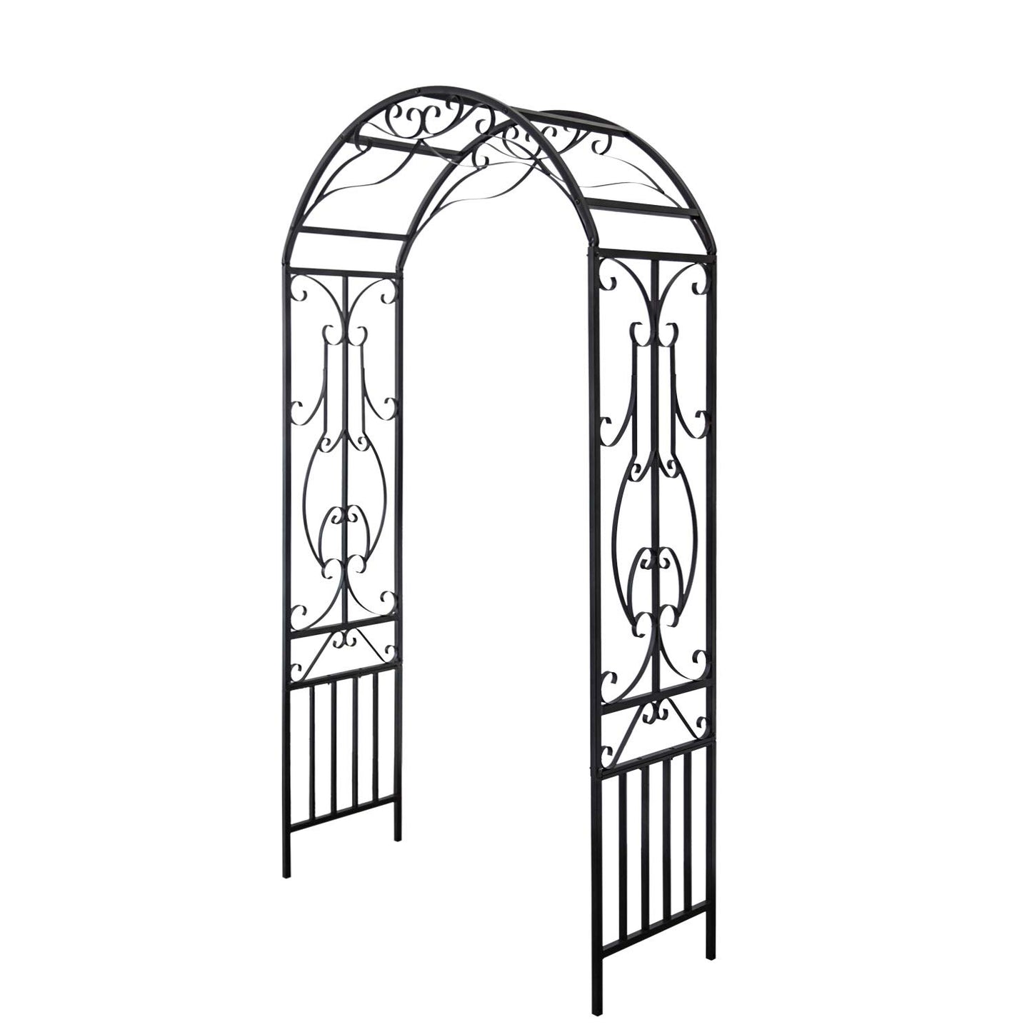 kinbor Garden Arches and Arbors Outdoor Black Metal Arbor for Climbing Plants Vines Roses Wedding Archway