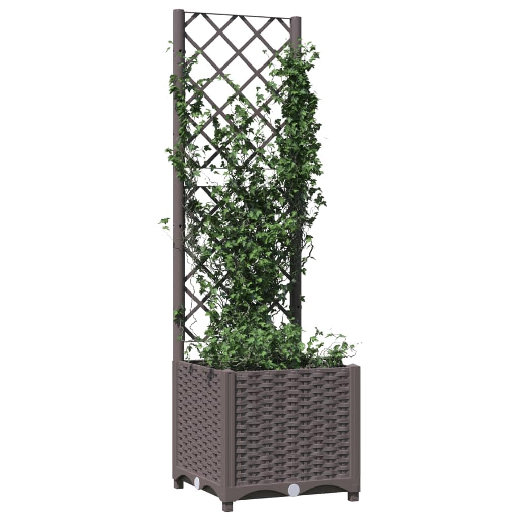 QZZCED Square Garden Planter with Trellis, 15.7 x 15.7 Inches Base, 53.5 Inches Tall, Modern Matte Finish Outdoor Planter for Climbing Plants, Flowers, Patios, Balconies, Durable