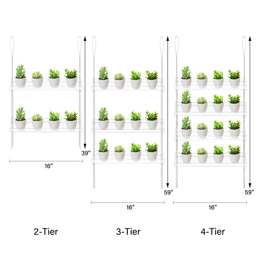 Sumerflos 2-Tier Acrylic Window Boxes Plant Shelves for Window of Kitchen, Bedroom, Living Room, 16 Inch Wall Flower Double Hanger Boxes Adjustable Hanging Shelves for Indoor Plants, Succulents