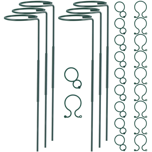 Plant Stake Support - 6 Pack Adjustable Height 16" or 30", Garden Support Stake Plant Cage Support Rings, Single Stem Plant Support Stakes, for Flowers Amaryllis Tomatoes Peony Lily Rose (30inch)