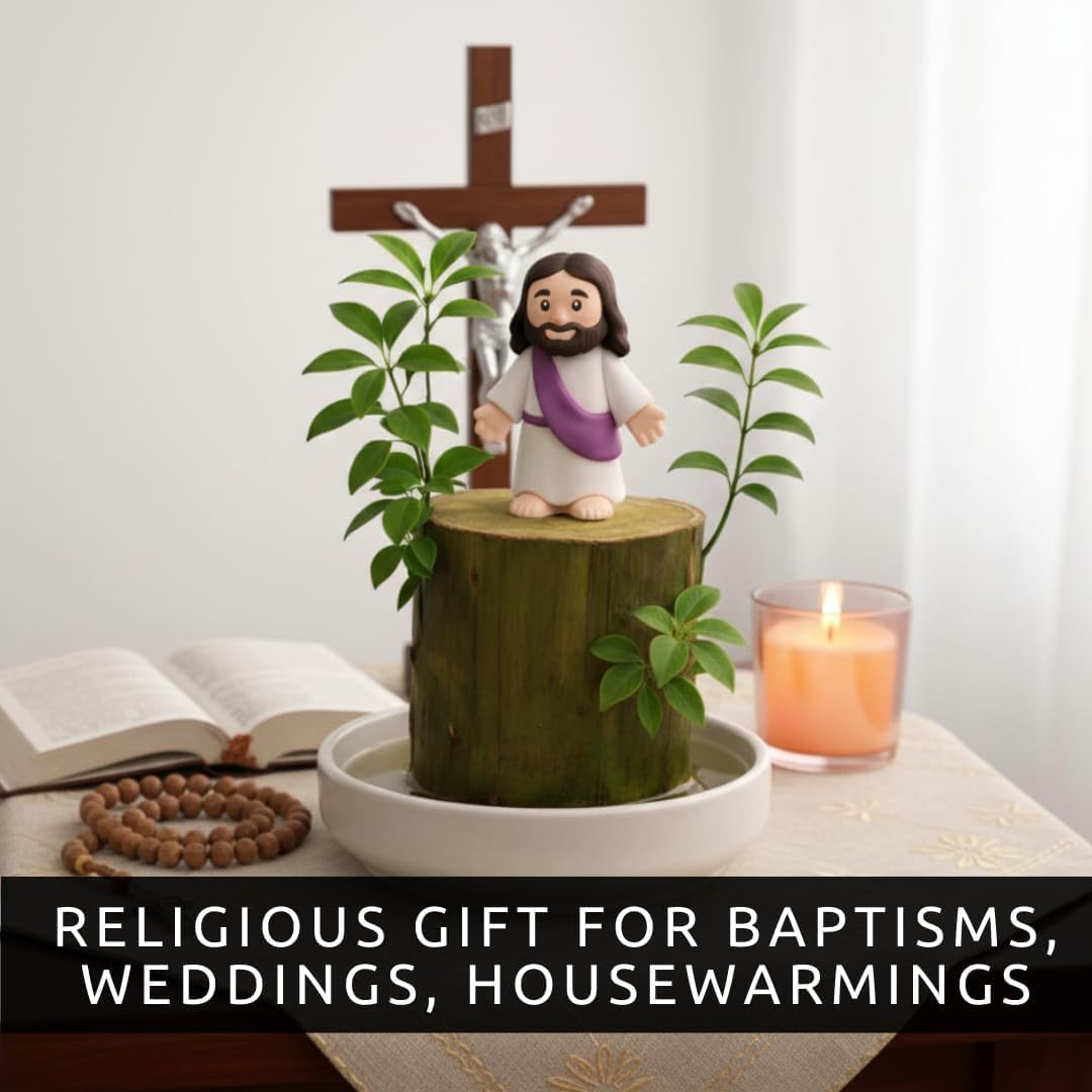 Brazilian Willow Wood Kit – Easter Christian Gift with Jesus Figure - Non-Candy Easter Basket - Fast Growing Blessed Tree with Tray - Faith-Inspired Housewarming or Christian Teacher Gift