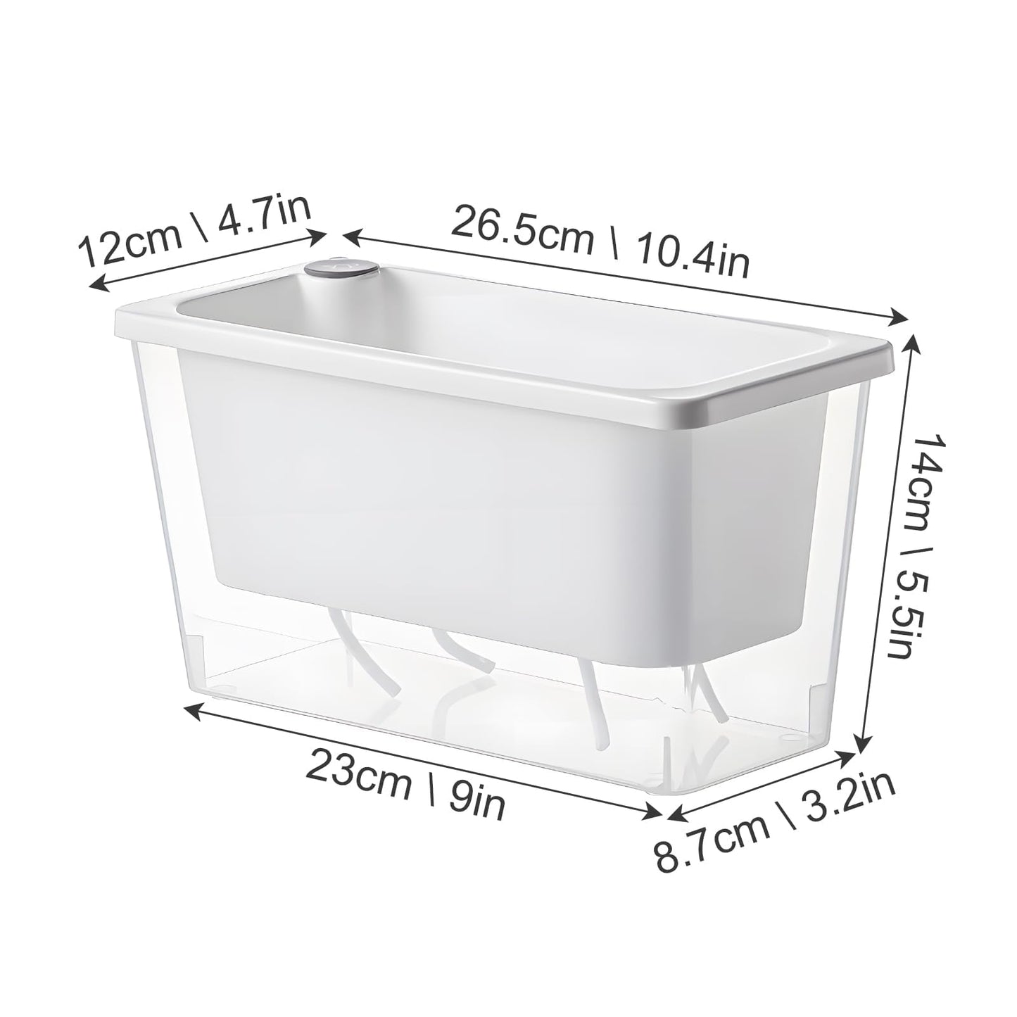 CWYEYE Window Box Planter, 3 Pack 10 Inch Plastic Self Watering Pots for Indoor Plants, Rectangular Flower Pots with Reservoir for Outdoor Indoor Plants Garden Home Decor - White
