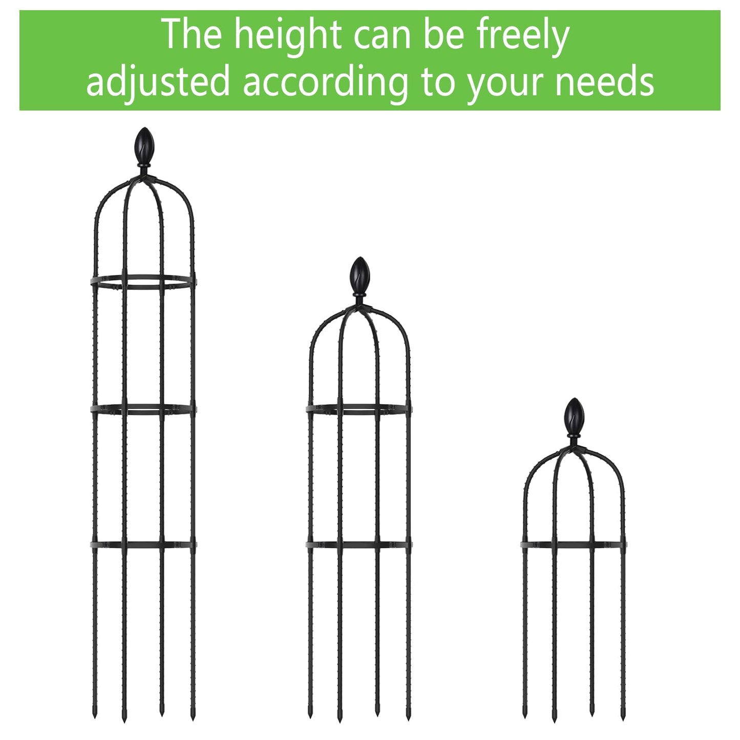 Huvai 2 Pack 5Ft Tall Garden Obelisk Trellis for Climbing Plants Outdoor, Plant Trellis Garden Tower Trellis for Potted Plant Climbing, Flowers Vegetable Cucumber Trellis