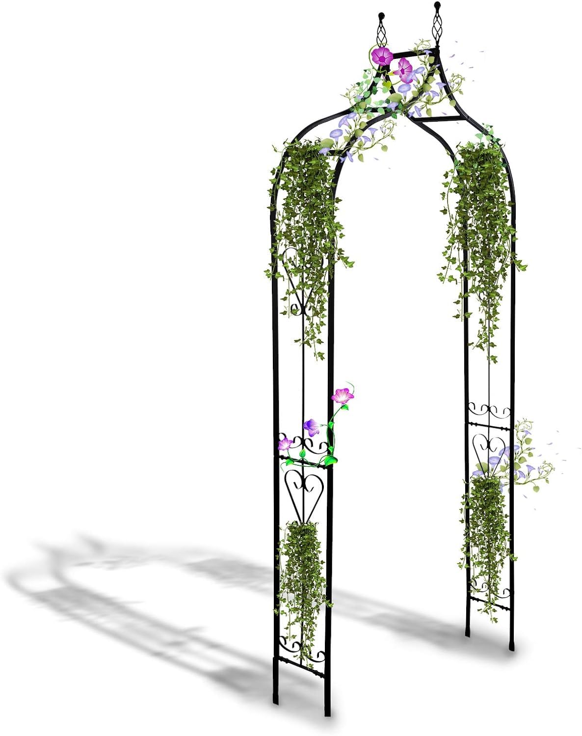 SCENDOR Garden Arch Trellis 14.2" L x 46.5" W x 98.4" H, Black Iron Arbor, Courtyard Arbor Trellis for Various Climbing Plants Rose, Outdoor Archway Wedding Ceremony Party