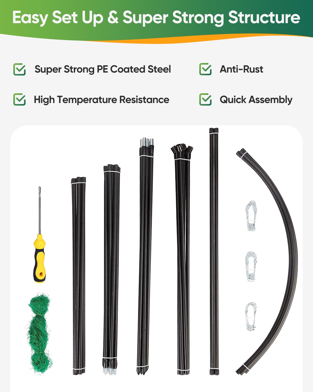 Dollate Garden Arch Trellis 7FT, Thickened Steel Frame Garden Trellis for Climbing Plants, Adjustable Width 3-4.3 FT Cucumber Trellis for Raised Bed, Vegetable Fruit Flower Vine
