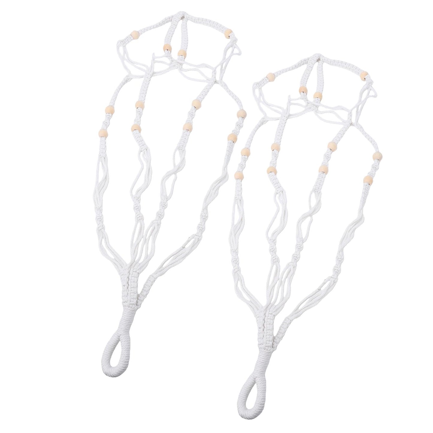 Hidyliu Macrame Plant Hanger Bohemian Style Flexible Cotton Rope Hanging Flower Pot Holder for Indoor Plants 35.4 Inch Set of 2 Elegant Plant Enthusiasts (White)