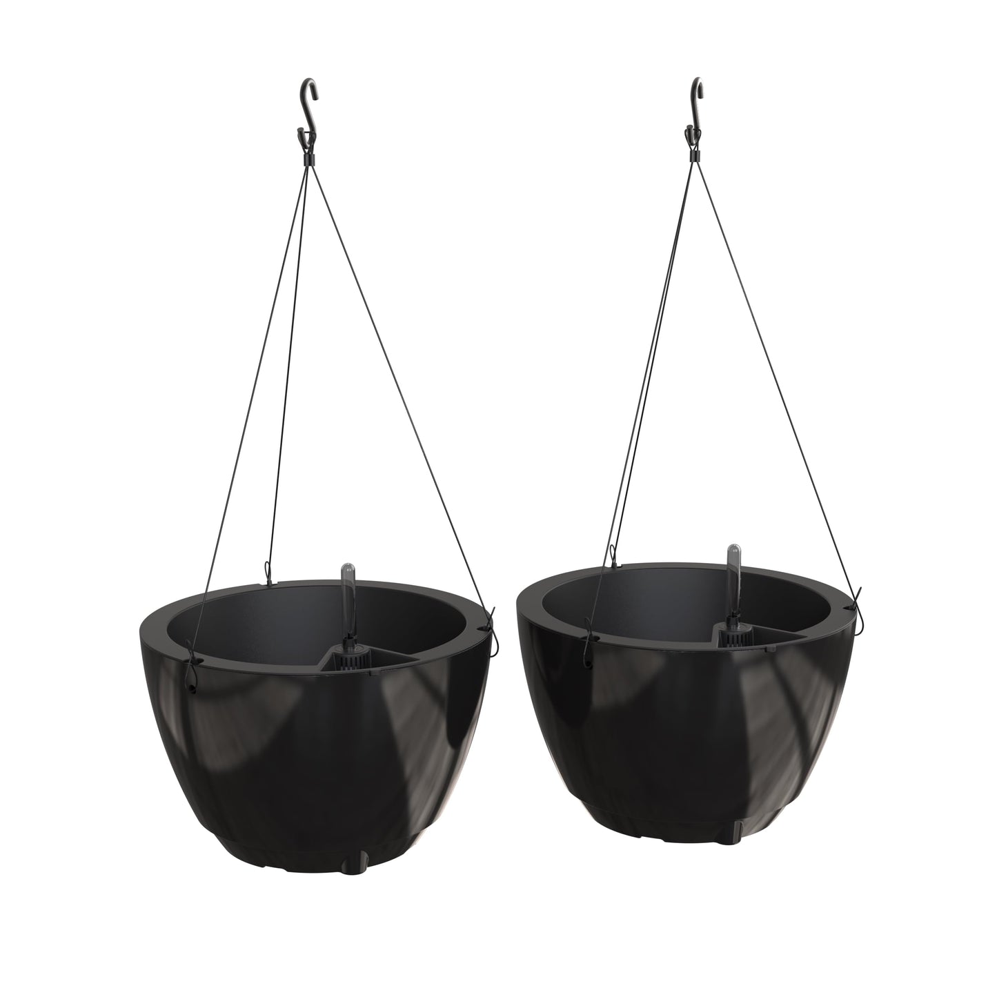 Mayne Caprio Self Watering Hanging Planter Set, 2 Pack - Sturdy, Lightweight Planters for Indoor and Outdoor Use, with Water Level Indicator and Drainage System, Basket for Flowers