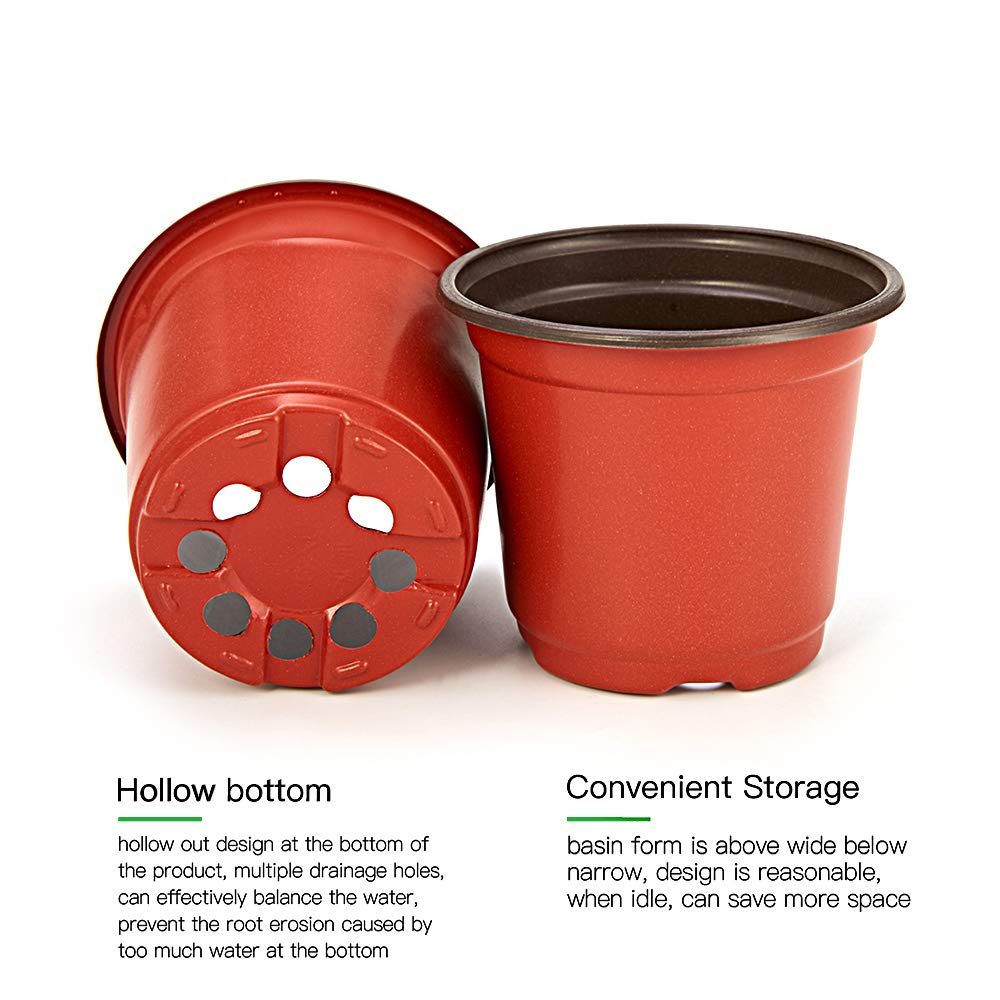 JERIA 100-Pack 4 Inch Plastic Plant Nursery Pots Come with 100 Pcs Plant Labels, Seedling Flower Plant Container and Seed Starting Pots