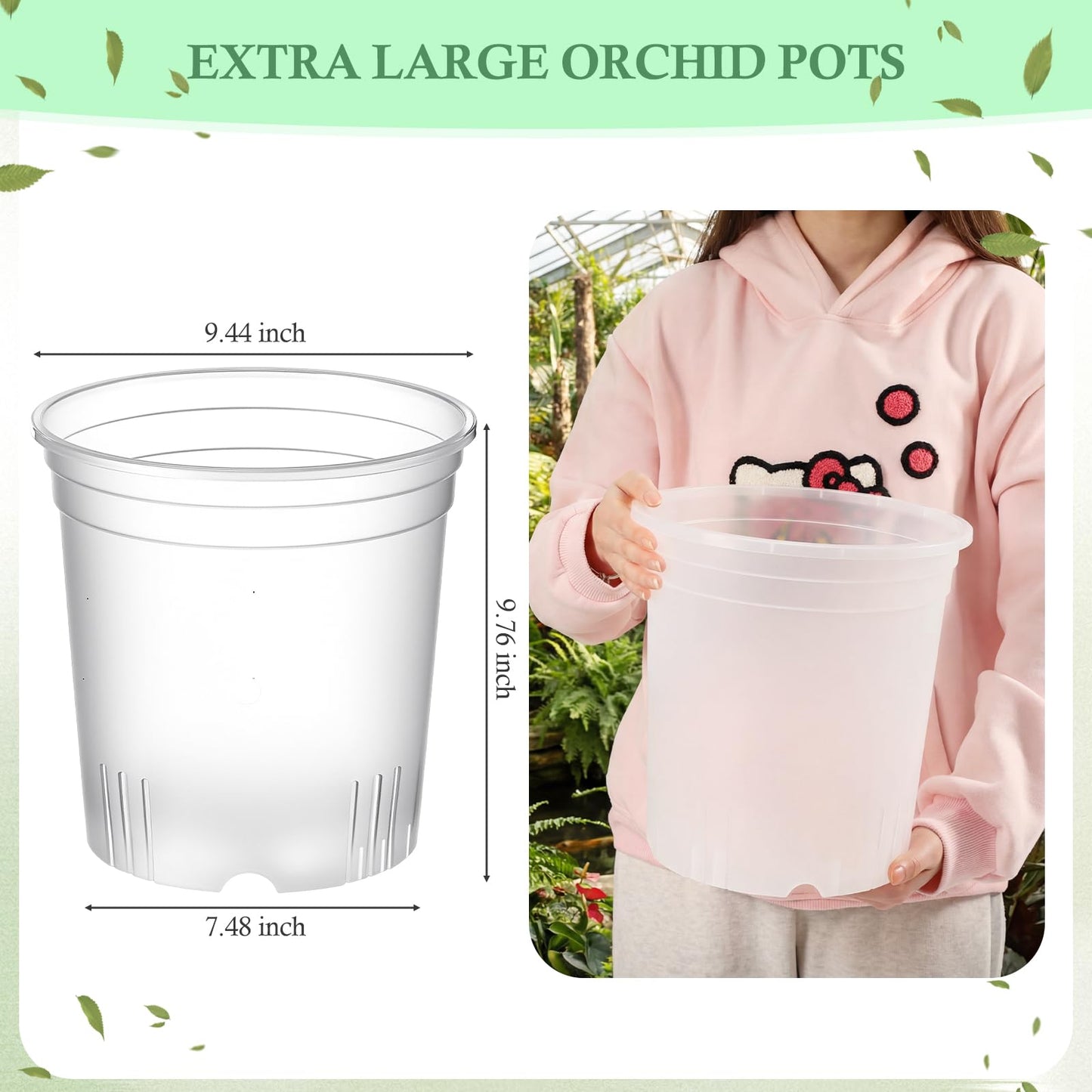 Ziliny 4 Pack 9.4 Inch Large Clear Nursery Pots for Plants Flexible Clear Plastic Nursery Pots with Drainage Hole Transparent Plastic Seedling Planter for Indoor Outdoor Rooting Visibility