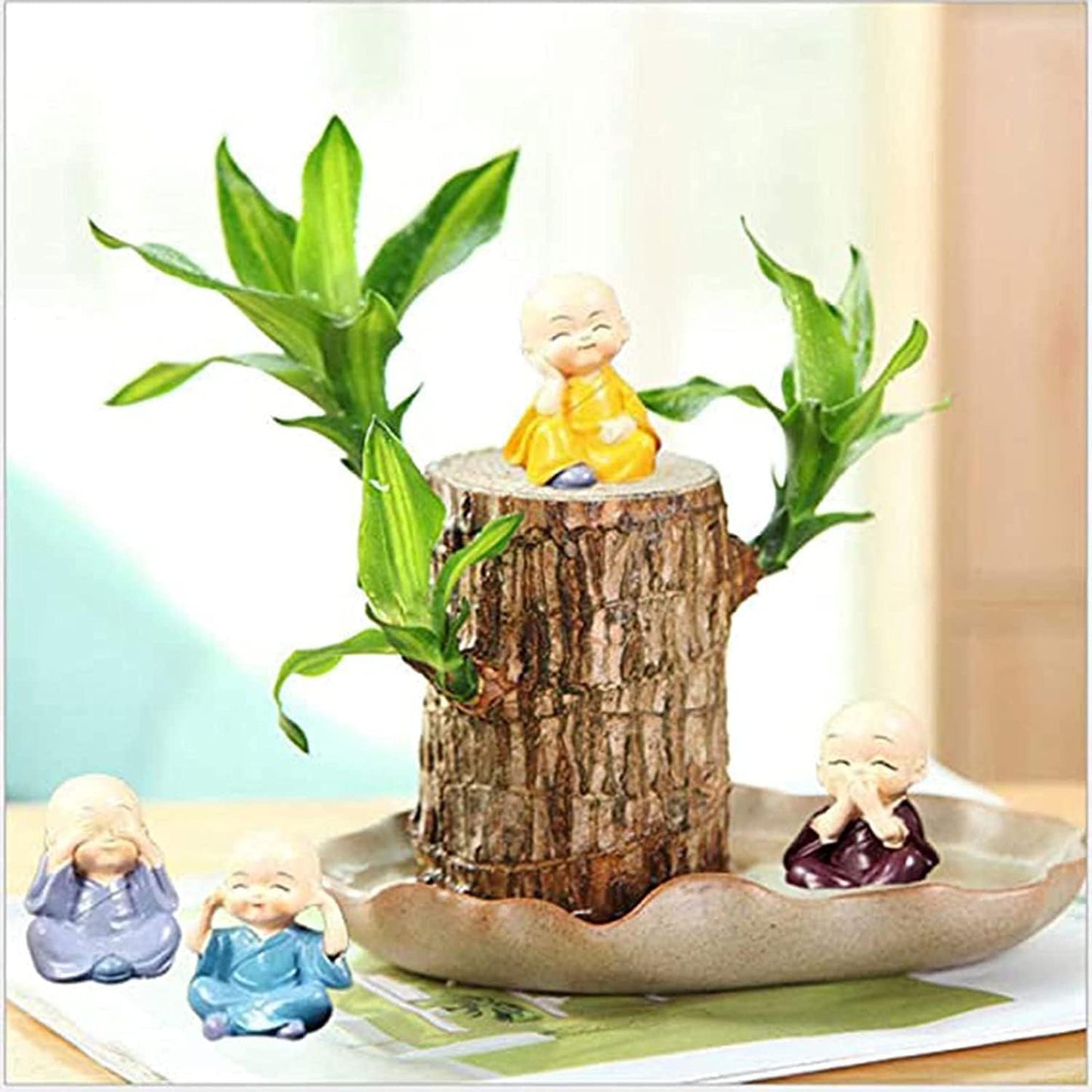 Mini Brazil Lucky Wood,Magical 𝐒𝐩𝐫𝐨𝐮𝐭𝐢𝐧𝐠 Brazilian Lucky Wood 𝐏𝐥𝐚𝐧𝐭 Wood,Indoor Office Desktop 𝐏𝐥𝐚𝐧𝐭 to Purify Indoor Air (Wood+Doll)