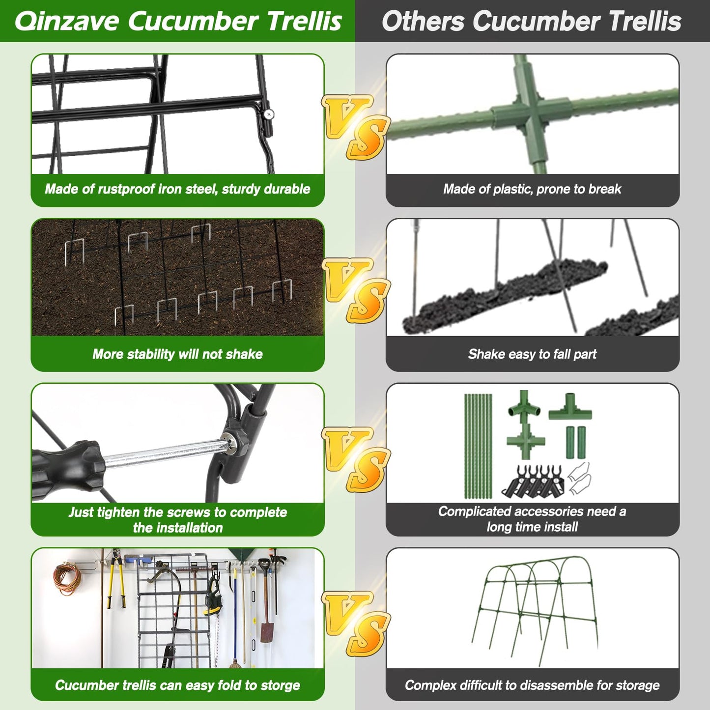 2 Packs Cucumber Trellis for Raised Bed 42 x 16 A Frame Metal Adjustable Garden Trellis for Climbing Plants Outdoor, Foldable Coated Steel Easy Install Cucumber Trellis for Vegetable Fruit Flower