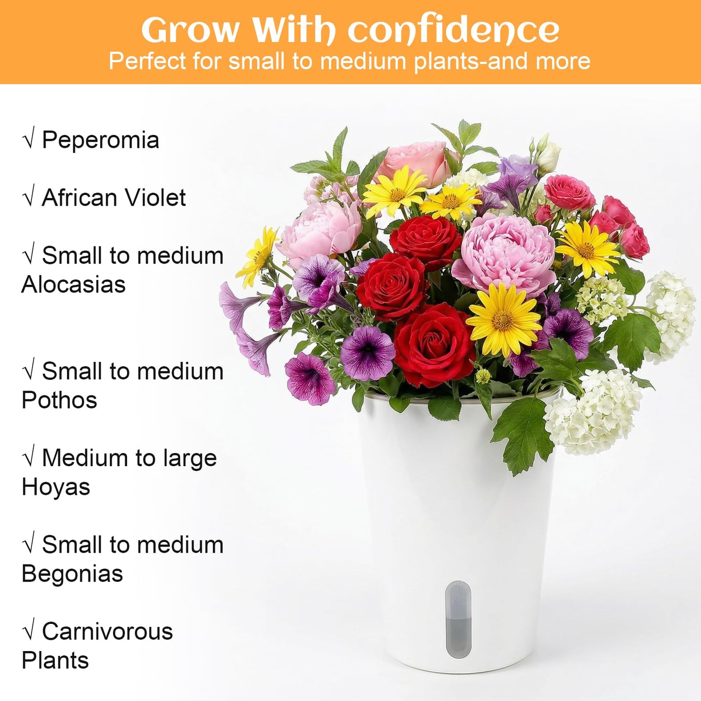 Afgaogw 8 Sets Self Watering Pots for Indoor Plants, 4 Inch White Small Self Watering Planters Plastic Garden Pots with Water Level Indicator & Vents for All House Plants, Flowers, Succulents