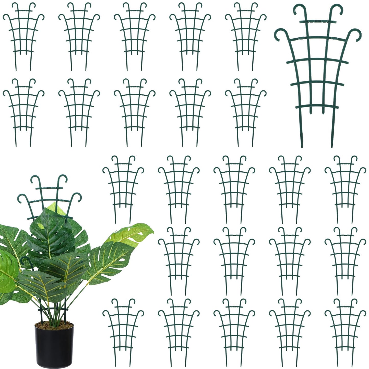 24 Pcs Plant Trellis Indoor, Stackable Plant Trellis for Climbing Plants Indoor, Small Plant Climbing Trellis for Potted Plants Plastic Climbing Plant Support Trellis for Houseplant