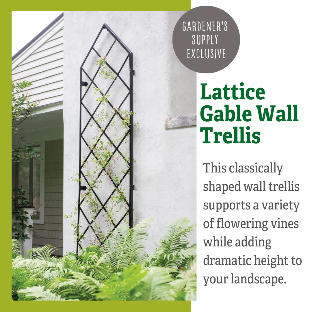 Gardener's Supply Company Lattice Gable Wall Trellis | 9 Feet Tall Sturdy Metal Frame for Outdoor Climbing Plants Support | Best for Vining Crops and Flowering Plants | 32" W x 113.5" H