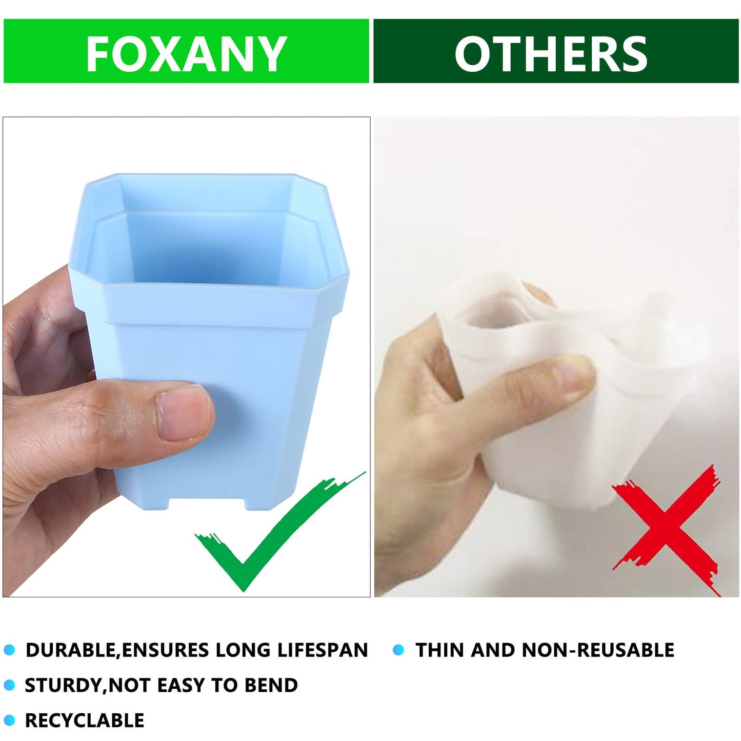 foxany 30 Pcs 3" Plants Nursery Pot, Thick Plastic Square Colorful Flower Planting Pots, Plant Seedling Pots, Seed Starting Pots with Saucers - Multi 30 Pcs
