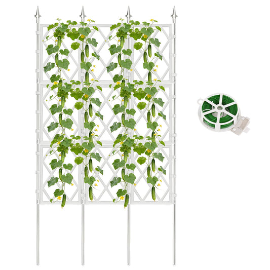 5.25FT Garden Trellis for Climbing Plants Outdoor,White Iron Pipe Support Fence,Metal Wall Lattice Climbing Frame for Potted Plants Indoor for Ivy Vines Vegetable Flower, Patio, Lawn, Yard, Backyard