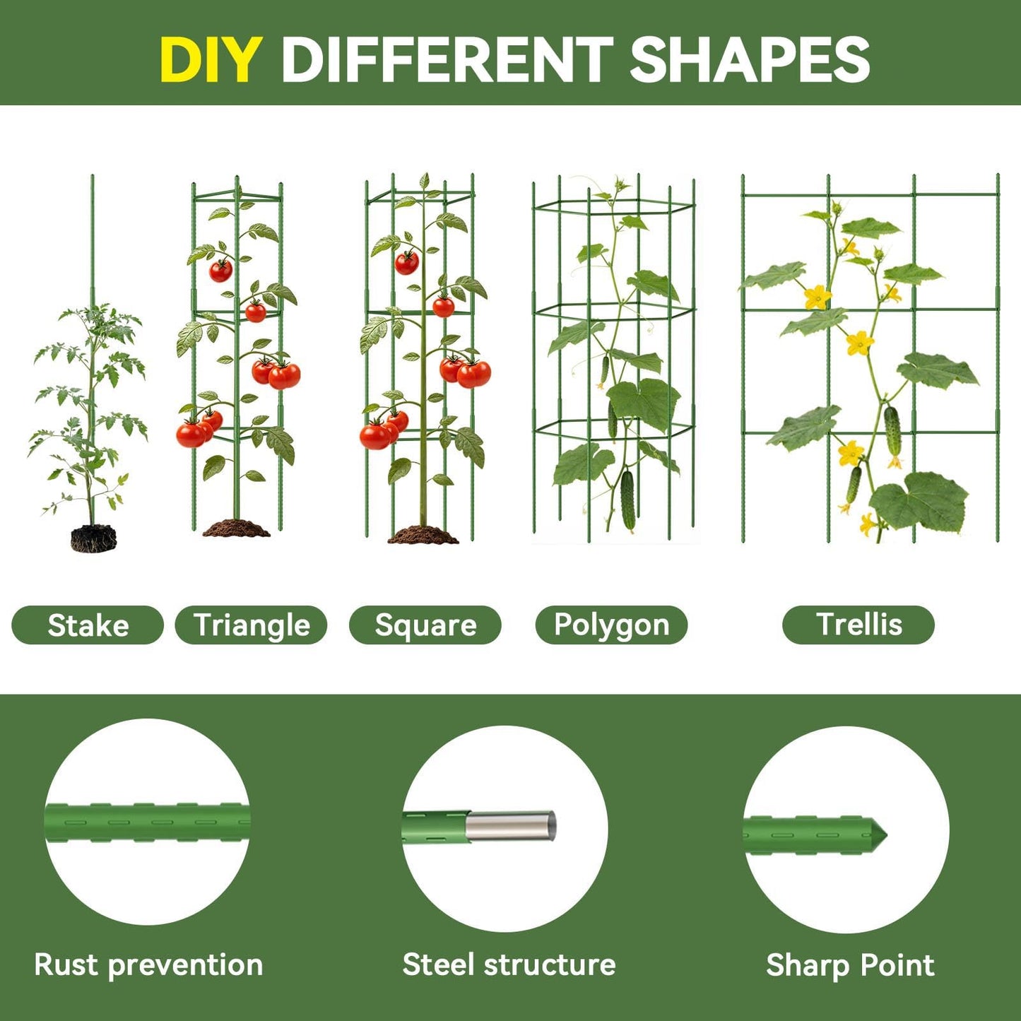 Halatool 8 Pack Tomato Cages for Garden, Up to 48in (4FT) Adjustable Tomato Cage, Garden Stakes Tomatoe Trellis for Pots, Tomatoes Plant Support for Raised Garden Bed & Climbing Vegetables Flowers