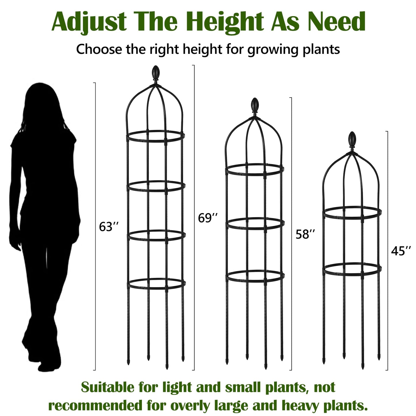 2 Pcs Garden Obelisk Trellis for Climbing Plants Outdoor 6 Ft Rose Bush Round Trellis for Pots Rustproof Metal Pipe with Plastic Coated Plant Flower Trellises for Clematis Vine Jasmine Support