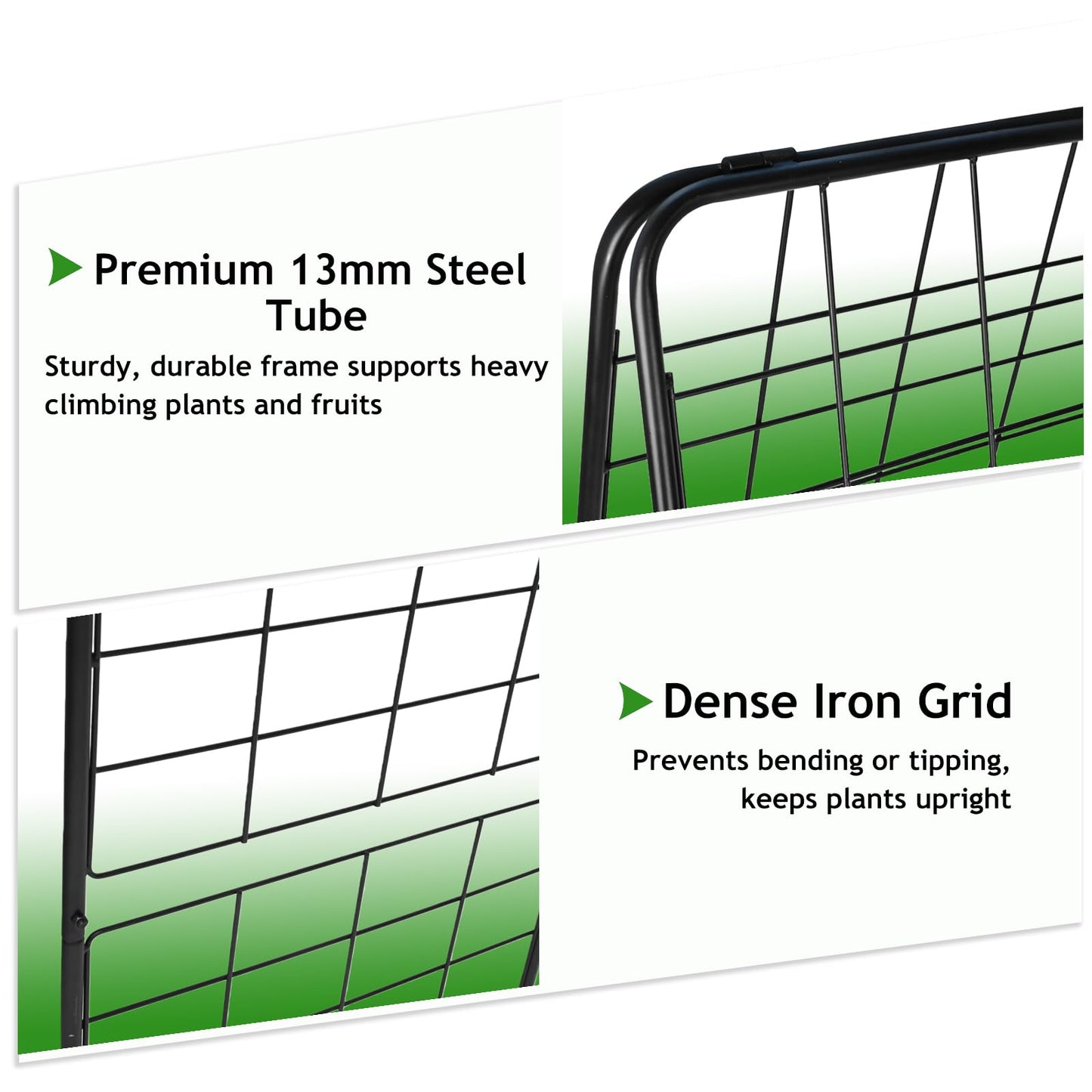 Heavy Duty Adjustable A-Frame Garden Trellis for Climbing Plants 50"x17", Reinforced Metal Plant Support for Raised Beds, Ideal for Tomatoes, Cucumbers & Outdoor Vines Black, 1 Pc