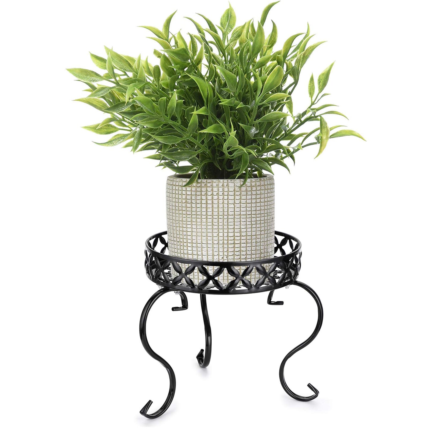 OwnMy Metal Round Plant Stand Indoor Outdoor Iron Flower Pot Holder, Heavy Duty Plant Stand Display Potted Rack for Home, Garden, Patio, Black