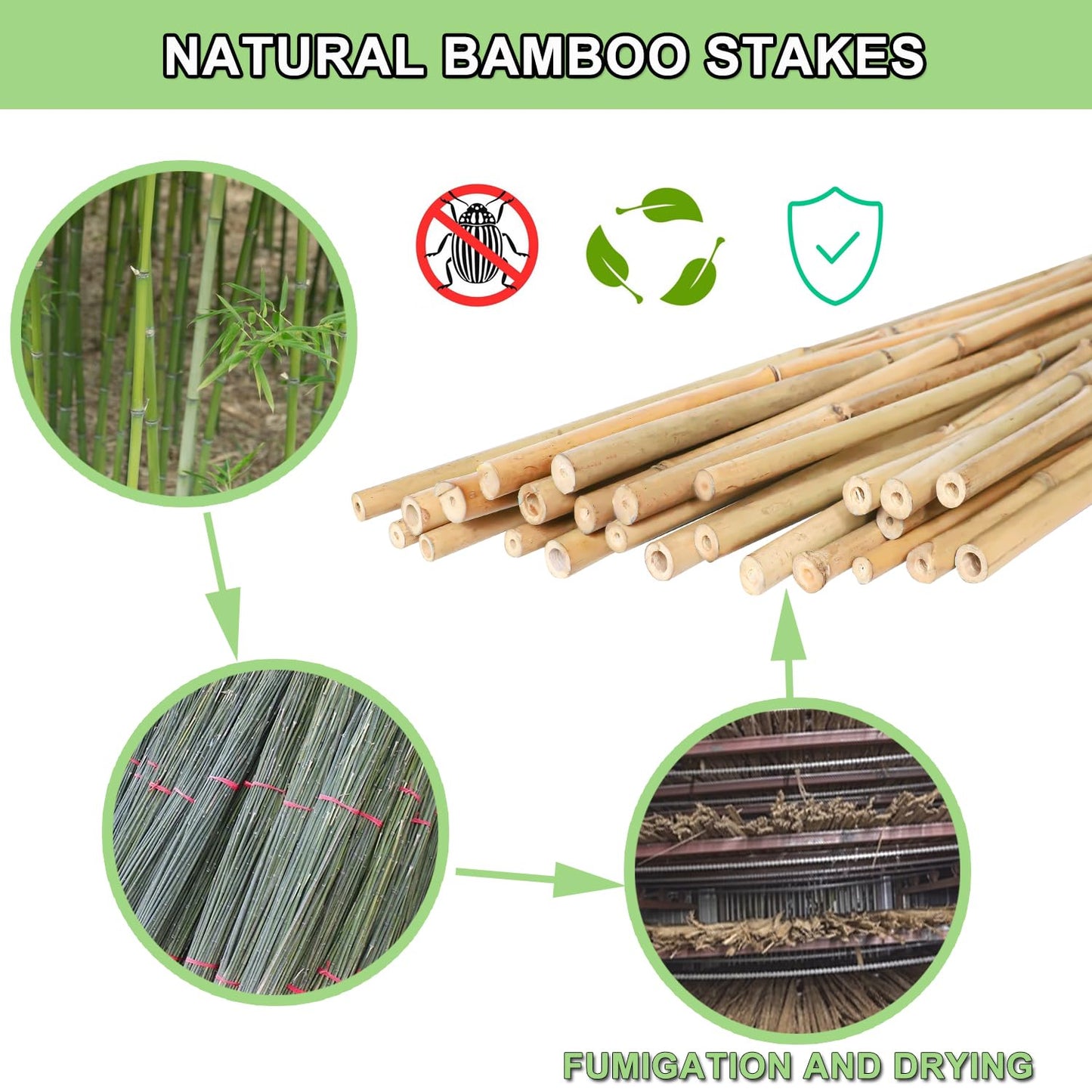 PFNRTH Bamboo Plant Stakes – 25pcs 4FT Natural Bamboo Garden Stakes for Tomatoes, Peppers, Beans, Indoor & Outdoor Plants, Sturdy Plant Support for Seedlings & Potted Plants
