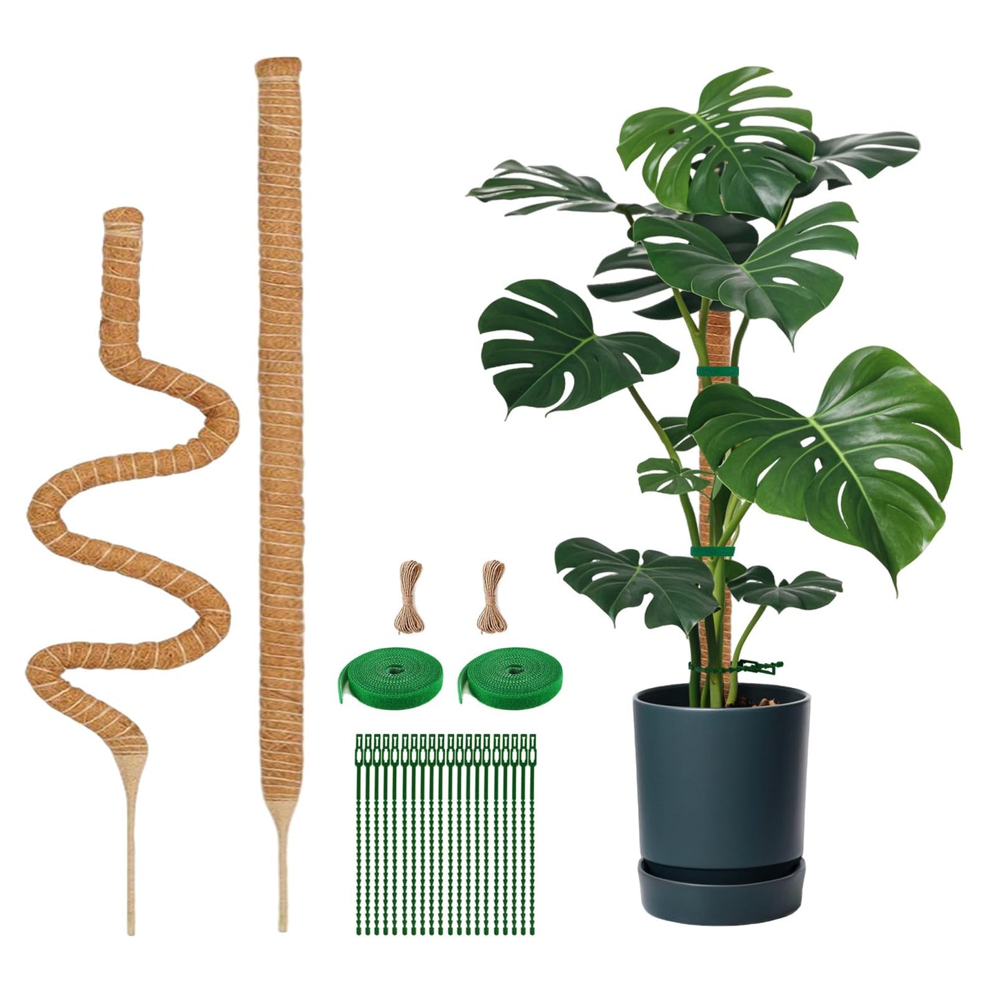 2 Pack 47.24 Inch Bendable Moss Pole for Monstera - 120cm Plant Support Moss Sticks Stakes for Climbing Indoor Plants, Pothos & Philodendron - Coir/Coco Plant Trellis for Potted Climbers & Houseplants