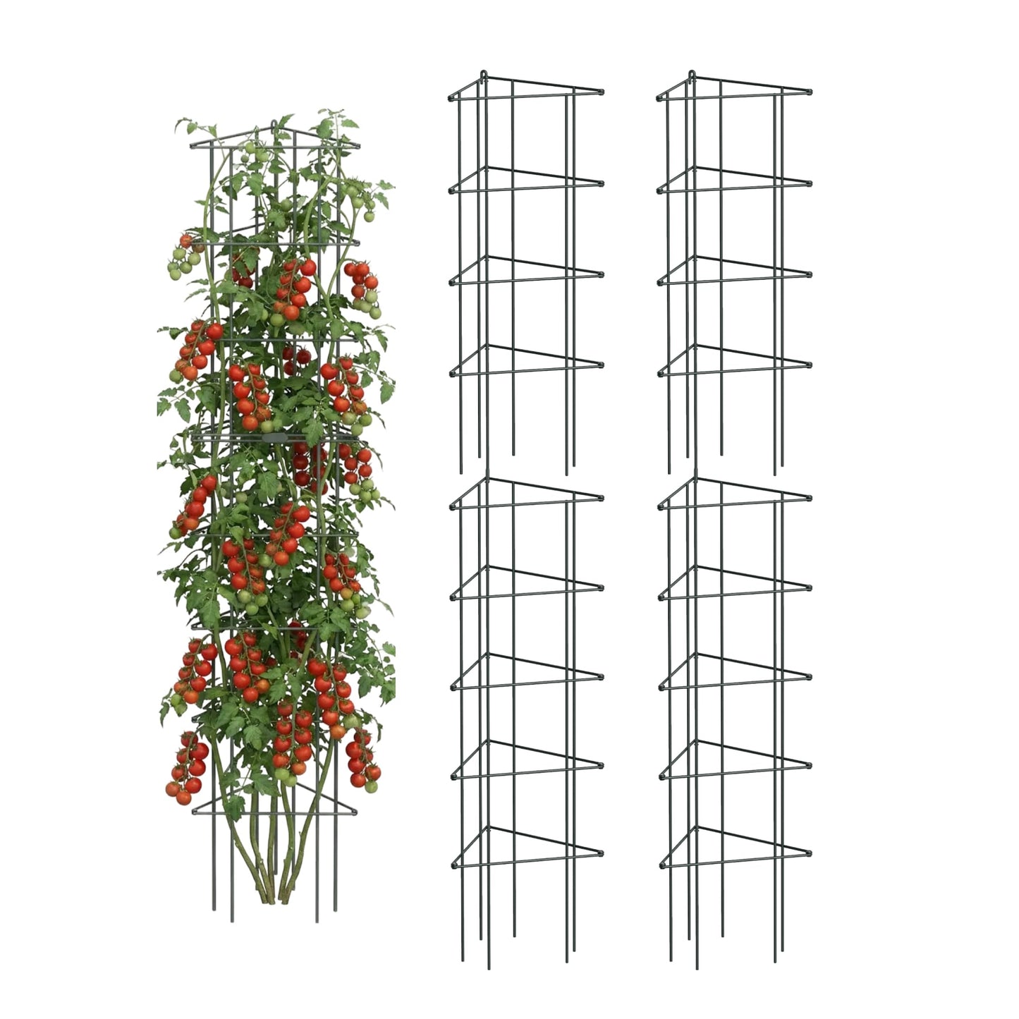 Vego 3-Panel Tomato Cage for Garden & Pots, Rust-Resistant Tomato Stakes Plant Cage Trellis Support for Climbing Vegetables Plants - 14.5" Triangle 3 Pack