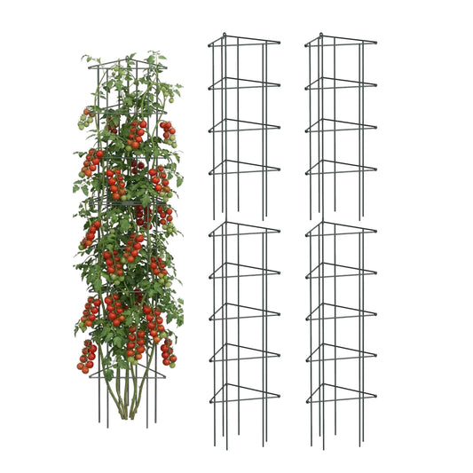 Vego 3-Panel Tomato Cage for Garden & Pots, Rust-Resistant Tomato Stakes Plant Cage Trellis Support for Climbing Vegetables Plants - 14.5" Triangle 3 Pack