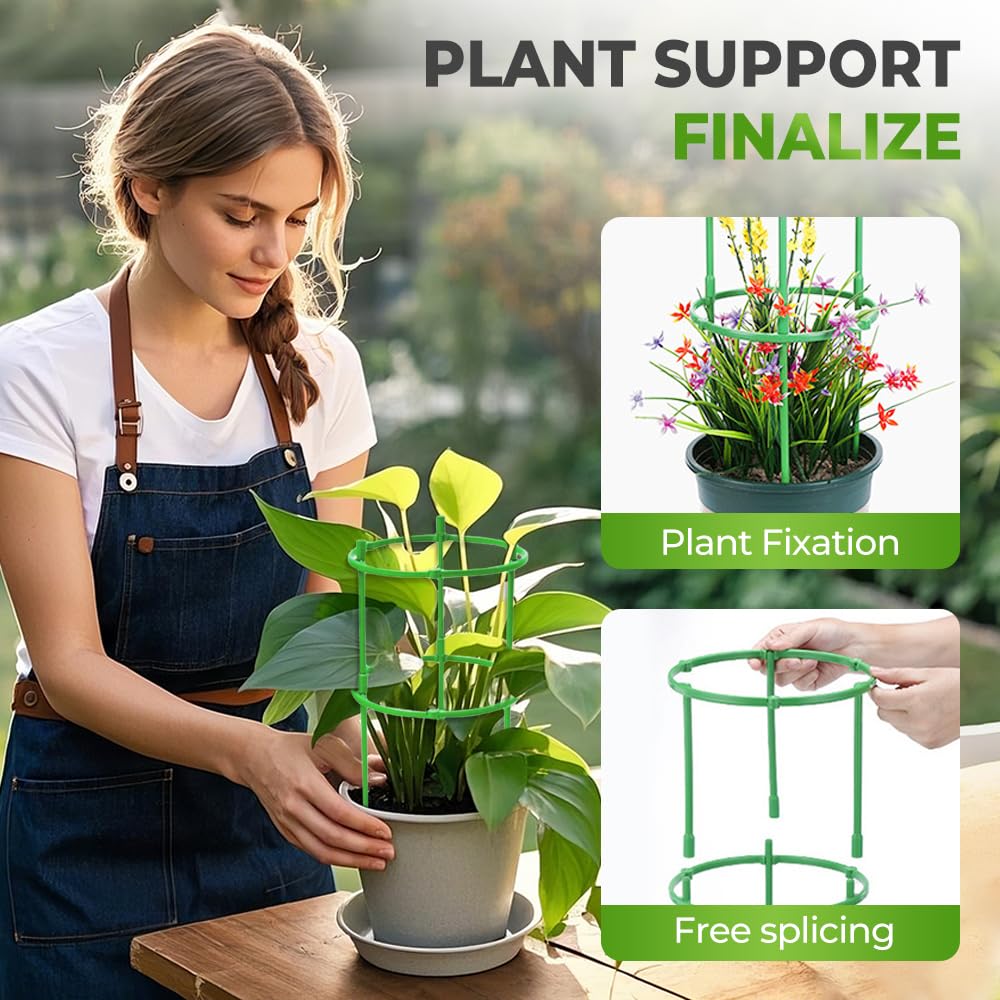 Plant Support Cage, Adjustable Height Garden Stakes for Tomato, Peony, Hydrangea, Snake Plant, Upgraded Thickened Half-Round Plant Supports for Indoor Outdoor Climbing Vegetables & Flowers (15)