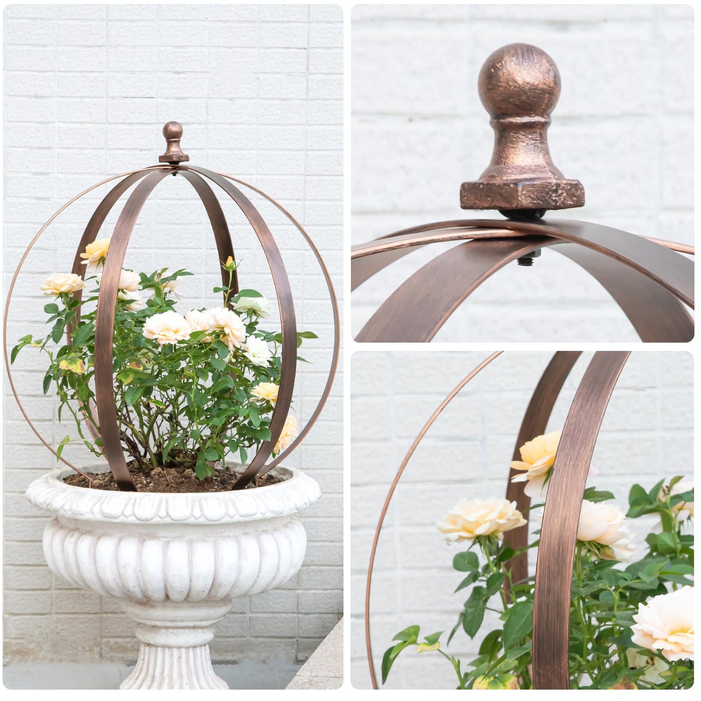 GOOOXIM Garden Obelisk Trellis for Climbing Plants – 18"x22" Metal Outdoor Support for Rose Bushes and Tall Vines – Antique Copper Finish – Easy Assembly and Storage – Perfect Garden Decor
