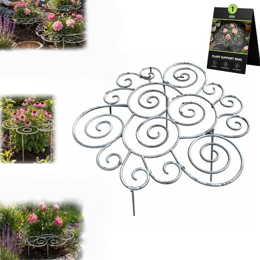 Metal Plant Support Ring for Peony Cages & Garden, Peony Cages Supports Stand, Decorative Grow Through Rings, Flower Support Frame, Outdoor Orchid Clip, Stackable Houseplant Stake, Flowers Hoop (1, L)