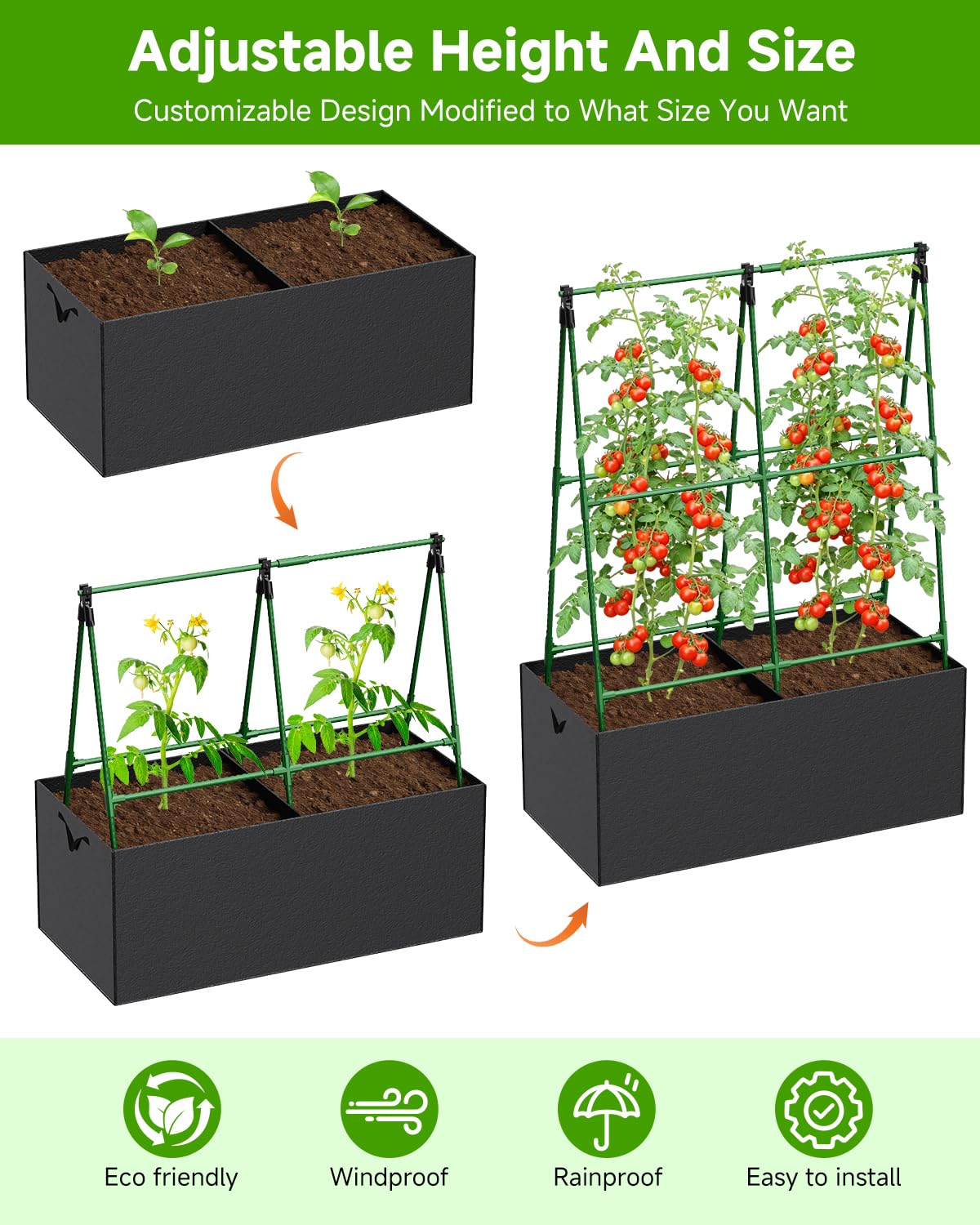 Cucumber Trellis with for Climbing Plants, A-Shape Garden Trellis with Grow Bags, Metal Plant Trellis with Garden Netting for Vegetables Flowers Fruits (A-Shape)