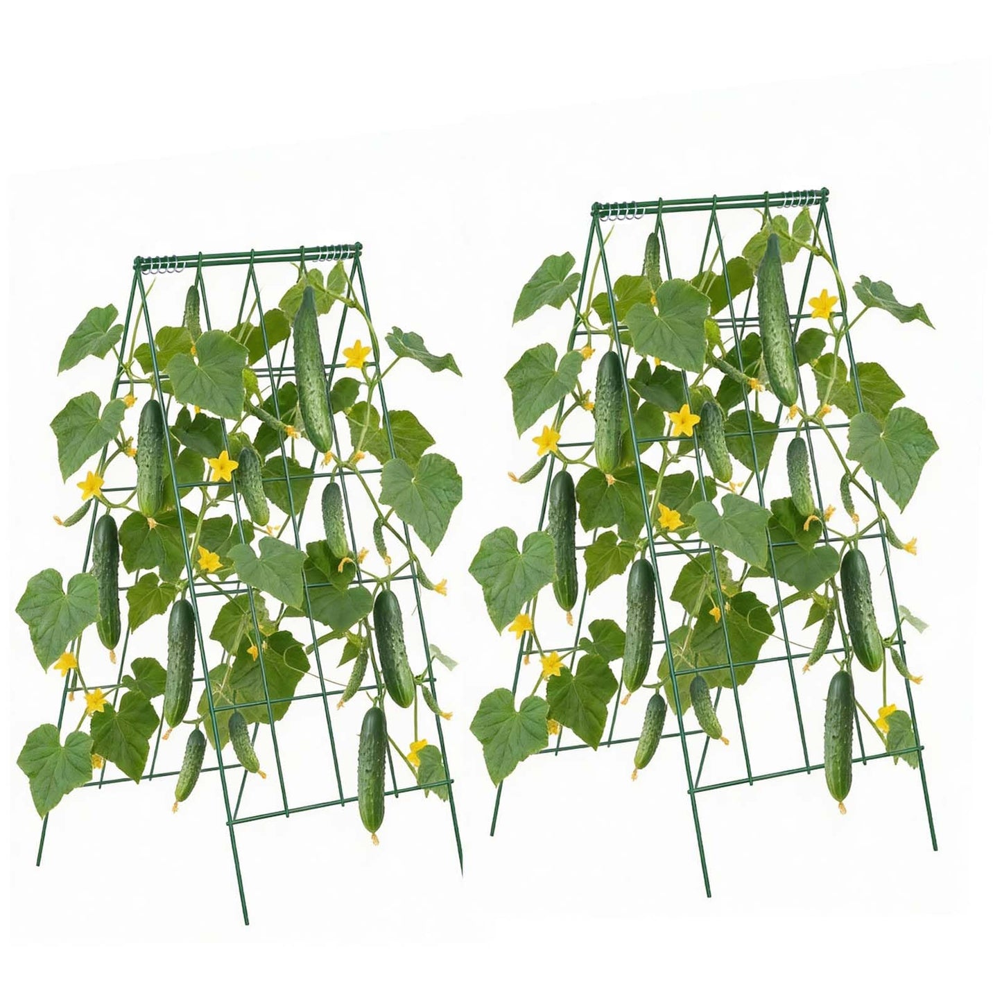 VEVOR Cucumber Trellis, 46" High Foldable A-Frame Garden Trellises for Raised Bed, 4 Panels, Metal Rustproof Outdoor Climbing Plant Support with 2 Plant Bags for Vine, Peas, Beans, Tomato, Flowers