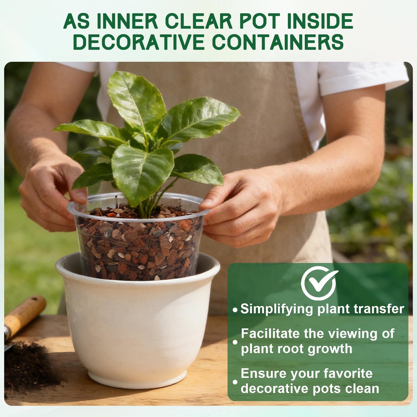 OUPSAUI 35 Pack 4/6/8/10/12 Inch Clear Nursery Pots with Drainage Hole, Clear Large Plastic Pots for Plants, Transparent Variety Seedling Planter for Vegetable Flowers Fruits