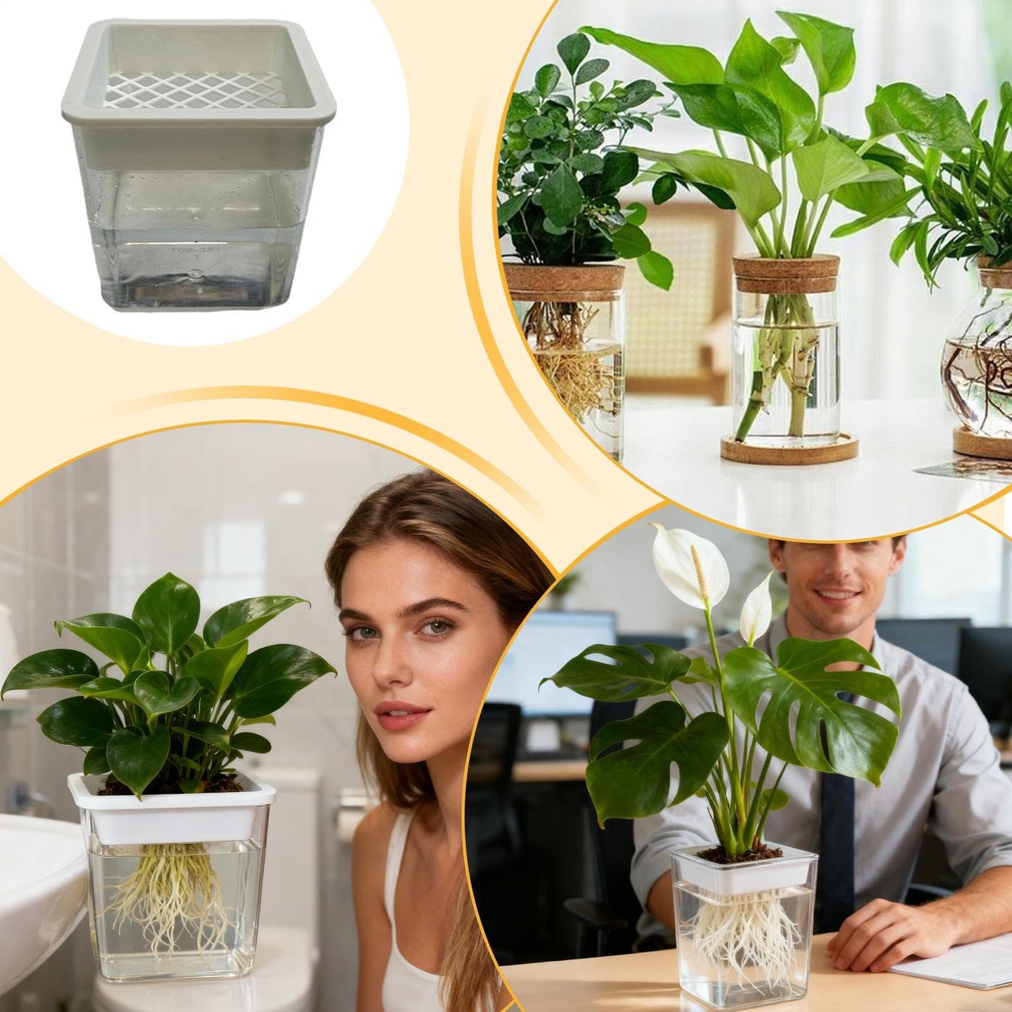 Flower Pots for Plants,Plant Containers - Hydroponic Containers,for Semi-Hydro Cuttings Seedlings African Violets Balcony Desk Garden Porch Windowsill Bedroom Living Room Yard