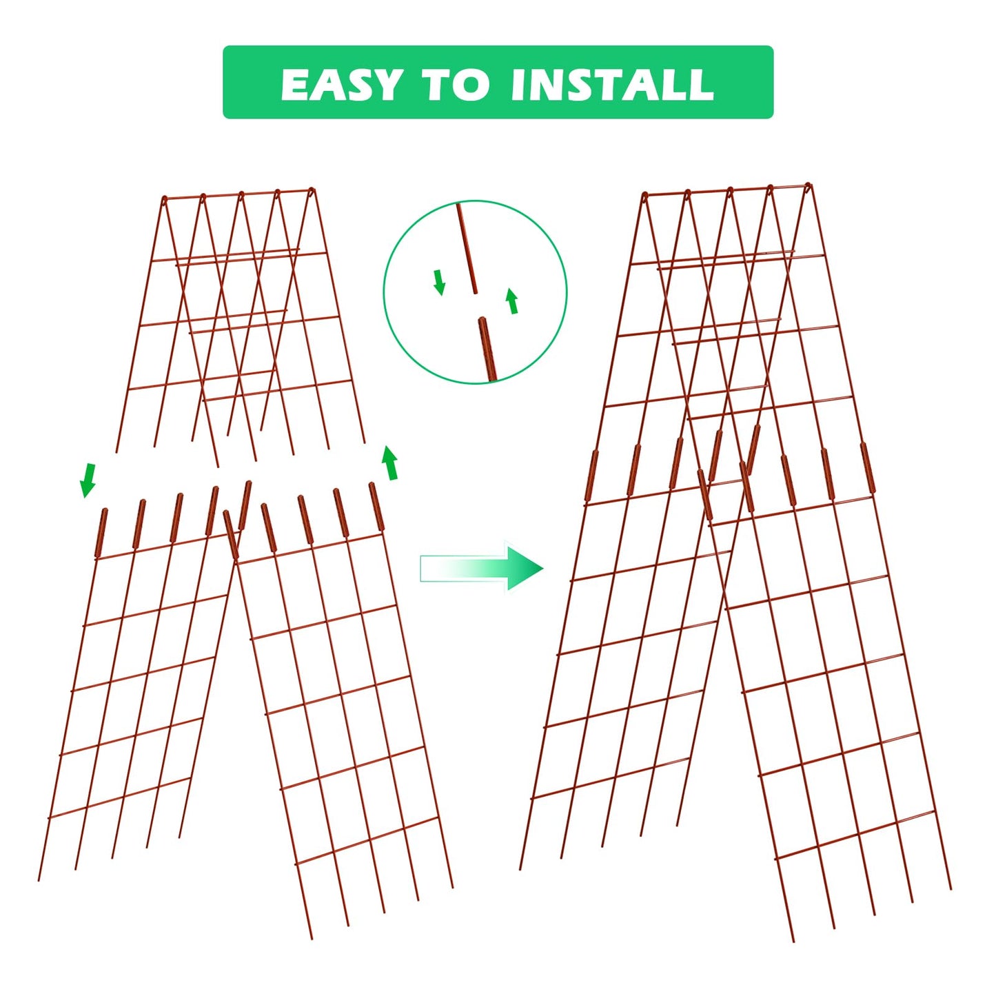 DoCred Cucumber Trellis, 59" High 2 Pack Foldable A Frame Trellis for Raised Bed Climbing Plants, Vegetables, Includes Plant Support Clips, Twist Ties, Plastic Ties- Made from PVC-Coated Steel