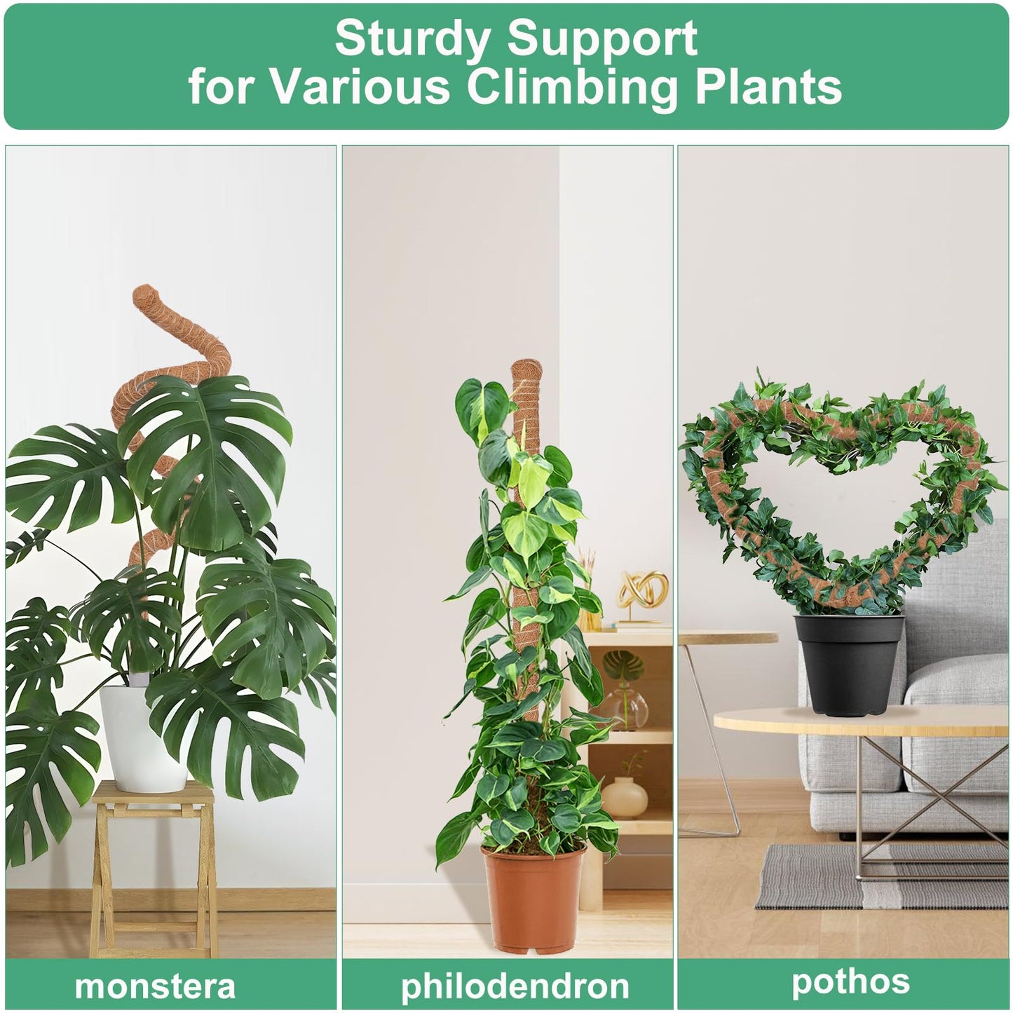 LifeNest 2 Pack Moss Pole, 28 Inch Monstera Plant Support, Moss Poles for Climbing Plants Indoor DIY, Coco Coir Plant Pole Moss Plant Stick Support Stake Kit for Potted Plants, Pothos, Philodendron
