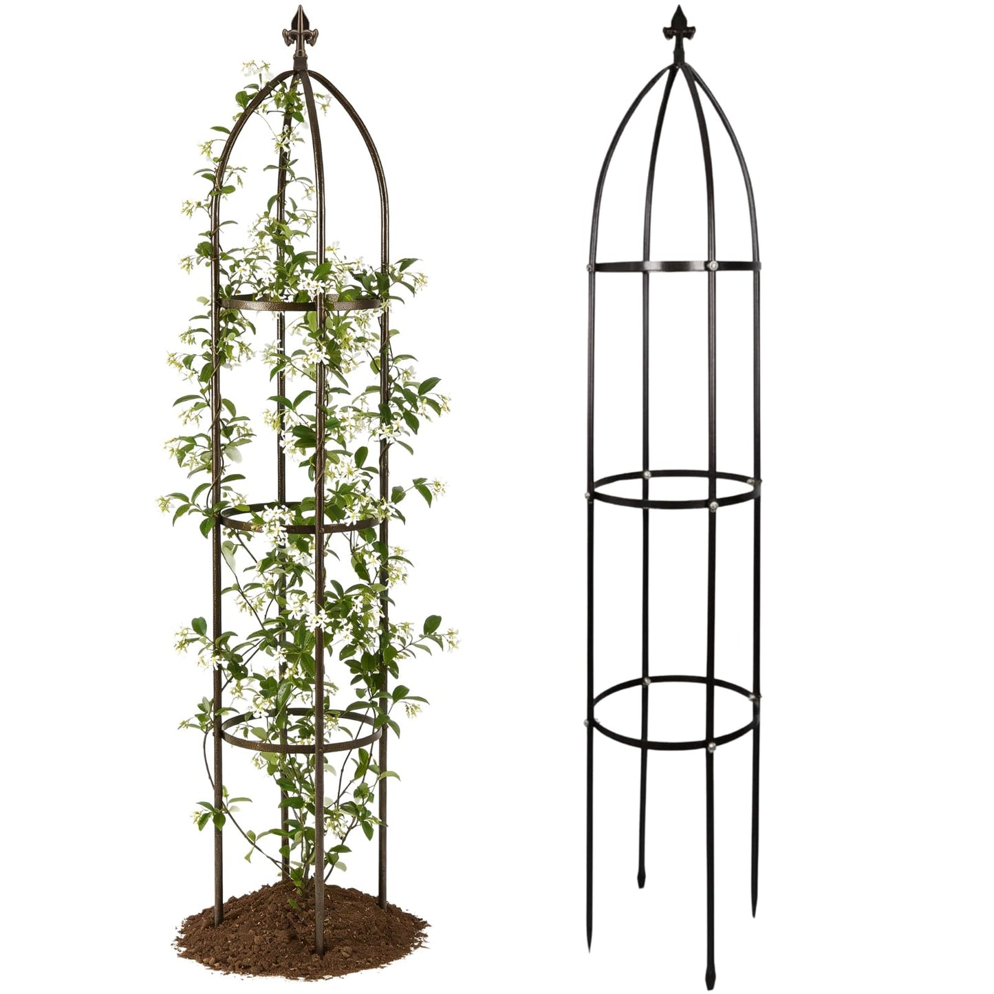 Lancisism 100% Metal Trellis for Climbing Plants Outdoor - Garden Metal Obelisk Trellis Vertical Plant Support for Climbing Vines & Flowers - Sturdy Bronze Steel Arch Trellis for Potted Plants Indoor
