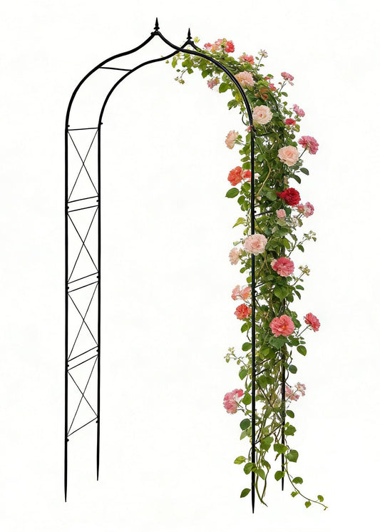 ROARLITEE Garden Arbor 8Ft Arch Trellis for Climbing Plants Heavy Duty Thickened Metal Frame Trellises Yard Outdoor Backdrop Stand Party Event Decoration
