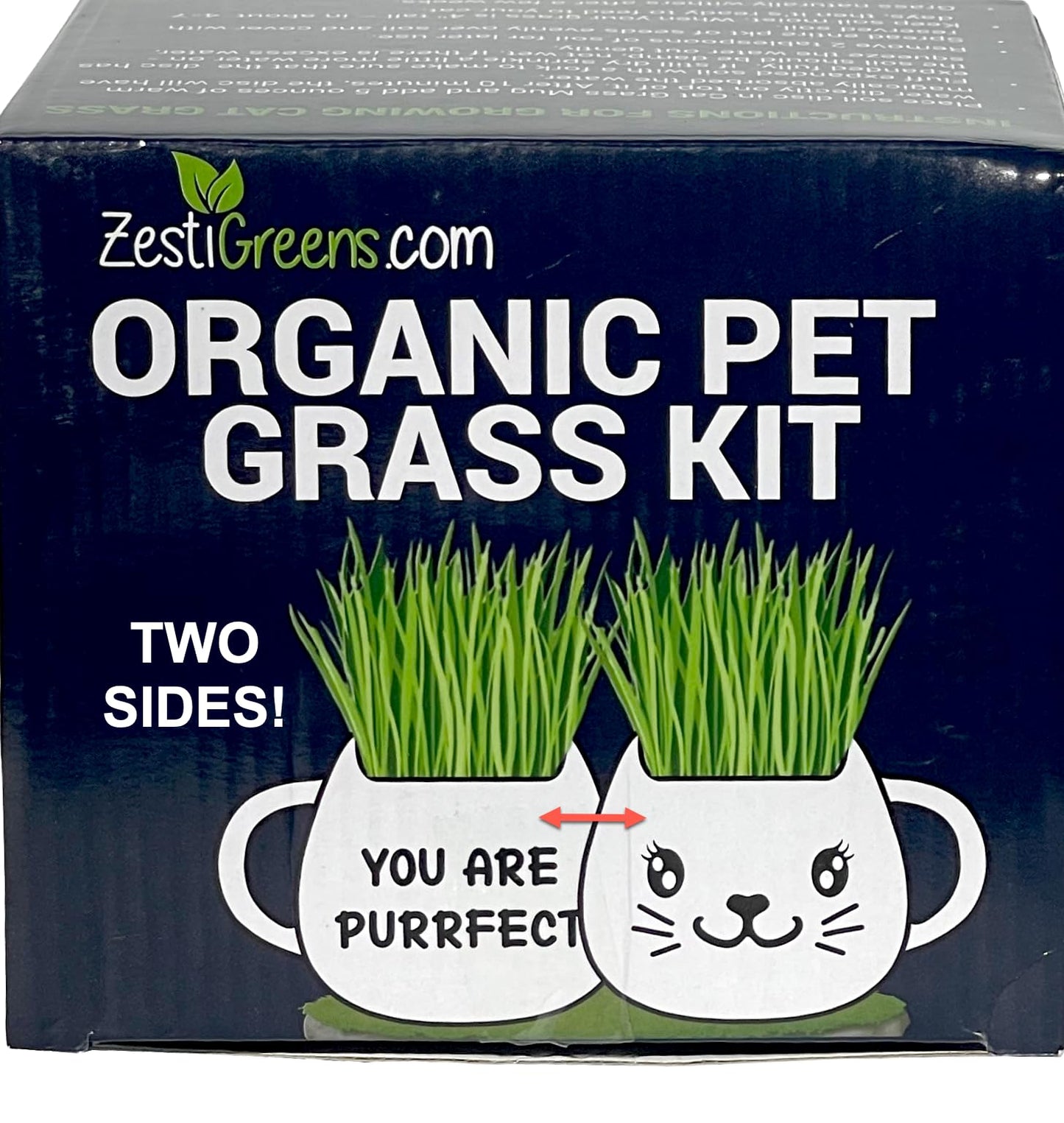 Organic Cat Grass Growing Kit - Promotes Natural Hairball Control and Digestive Wellness - Includes Organic Seed Mix, Nutrient-Rich Soil, and Stylish White Cat Planter