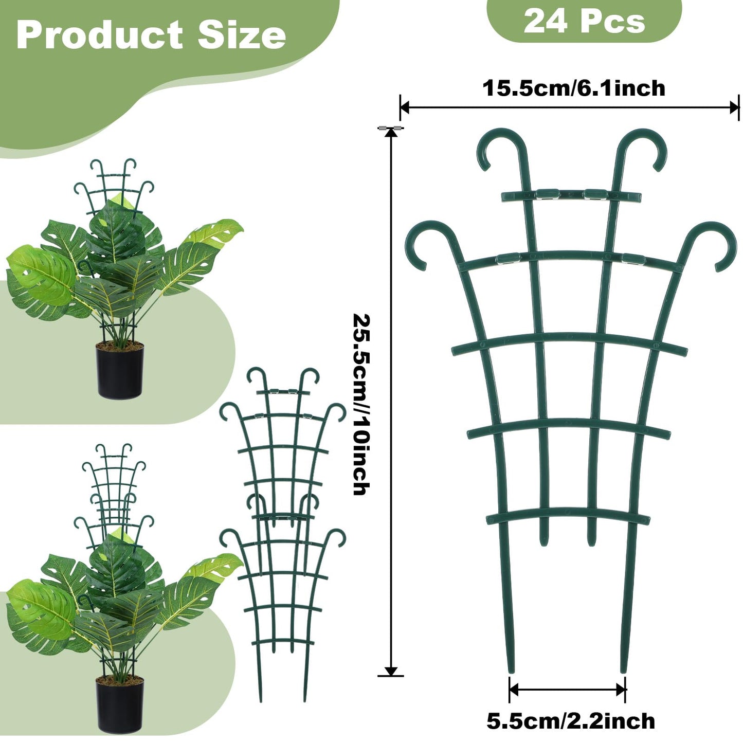 24 Pcs Plant Trellis Indoor, Stackable Plant Trellis for Climbing Plants Indoor, Small Plant Climbing Trellis for Potted Plants Plastic Climbing Plant Support Trellis for Houseplant